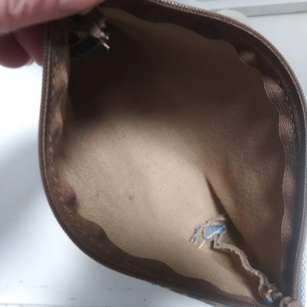 Dooney & Bourke Denim Blue and Gold Zip ID Clutch & Wristlet Set canvas boho